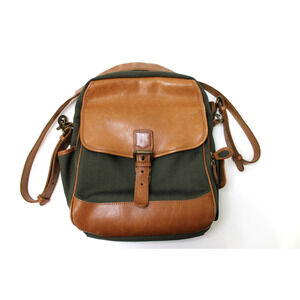 LL Bean Vintage Canvas Messenger Field Bag Crossbody Shoulder Bag Leather Trim